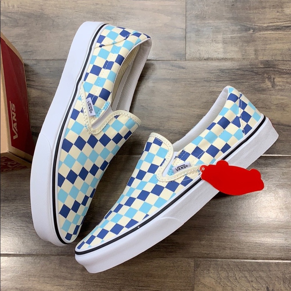•Vans Classic Slip-On Checkerboard Blue Topaz wmns - Picture 13 of 16